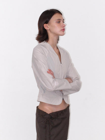 Mito de dar Gray V-neck Slim Zip Raglan Sun Protective Women&