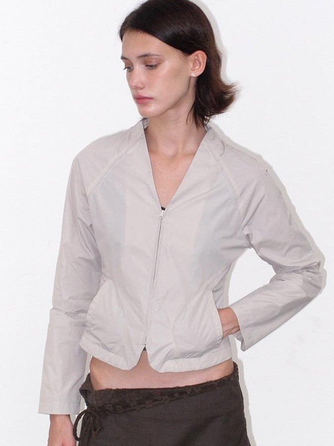 Mito de dar Gray V-neck Slim Zip Raglan Sun Protective Women&