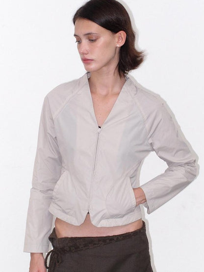 Mito de dar Gray V-neck Slim Zip Raglan Sun Protective Women&