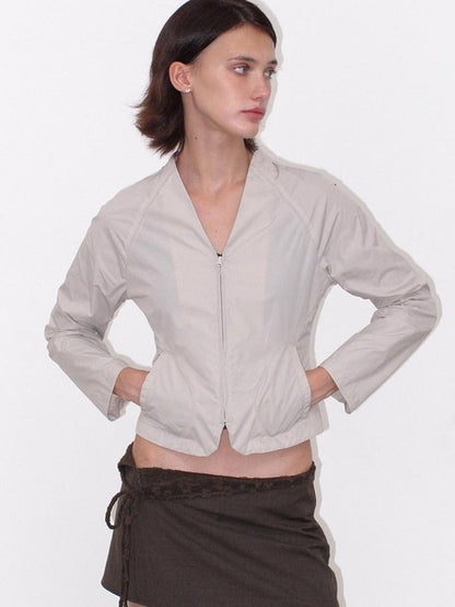 Mito de dar Gray V-neck Slim Zip Raglan Sun Protective Women&
