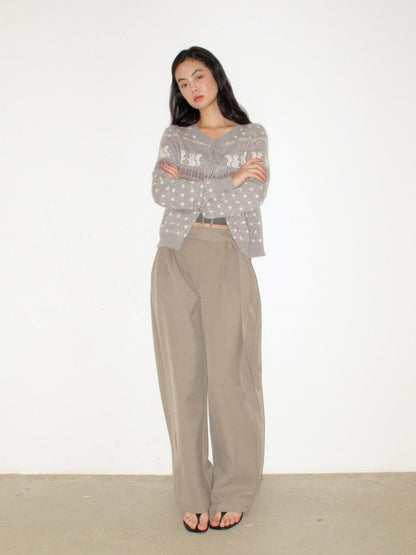 Mito de dar Grey Khaki Button Tie Pleated Micro Stretch Women&