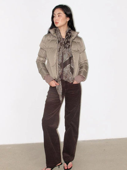 Mito de dar Hourglass Short Down Jacket With Fox Fur Scarf