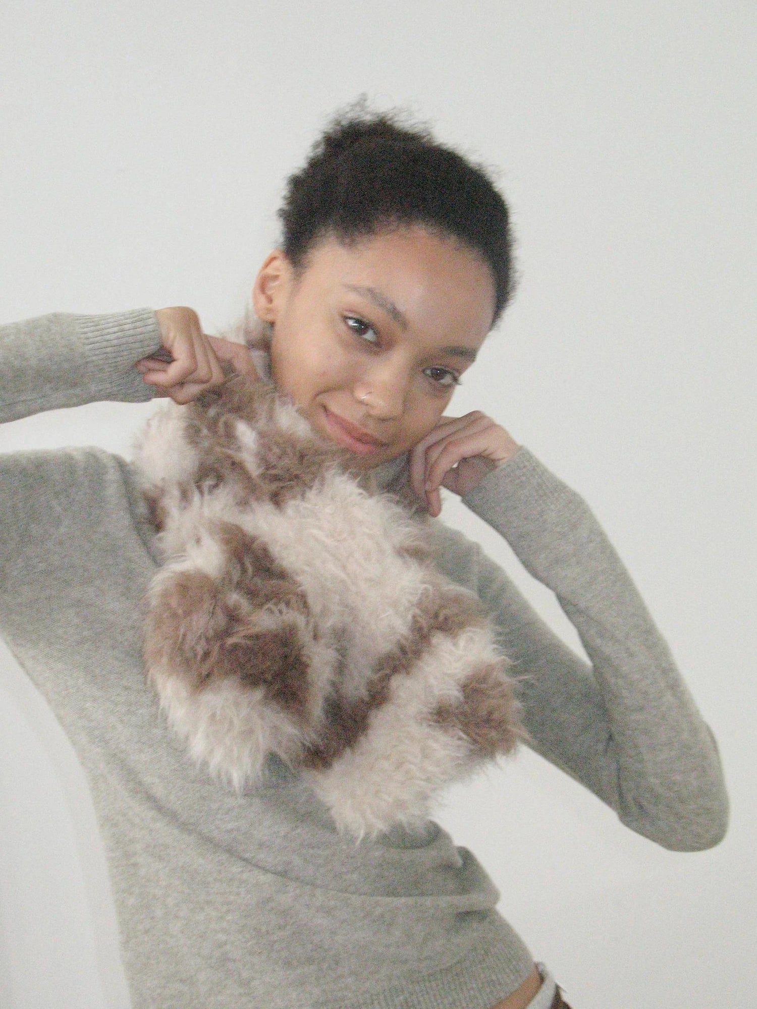 Mito de dar Interwoven Curly Wool Fur Short Scarf