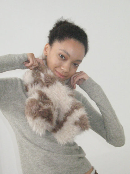 Mito de dar Interwoven Curly Wool Fur Short Scarf
