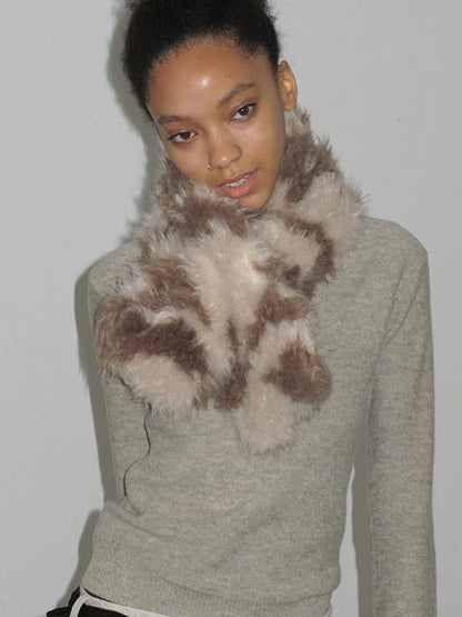 Mito de dar Interwoven Curly Wool Fur Short Scarf