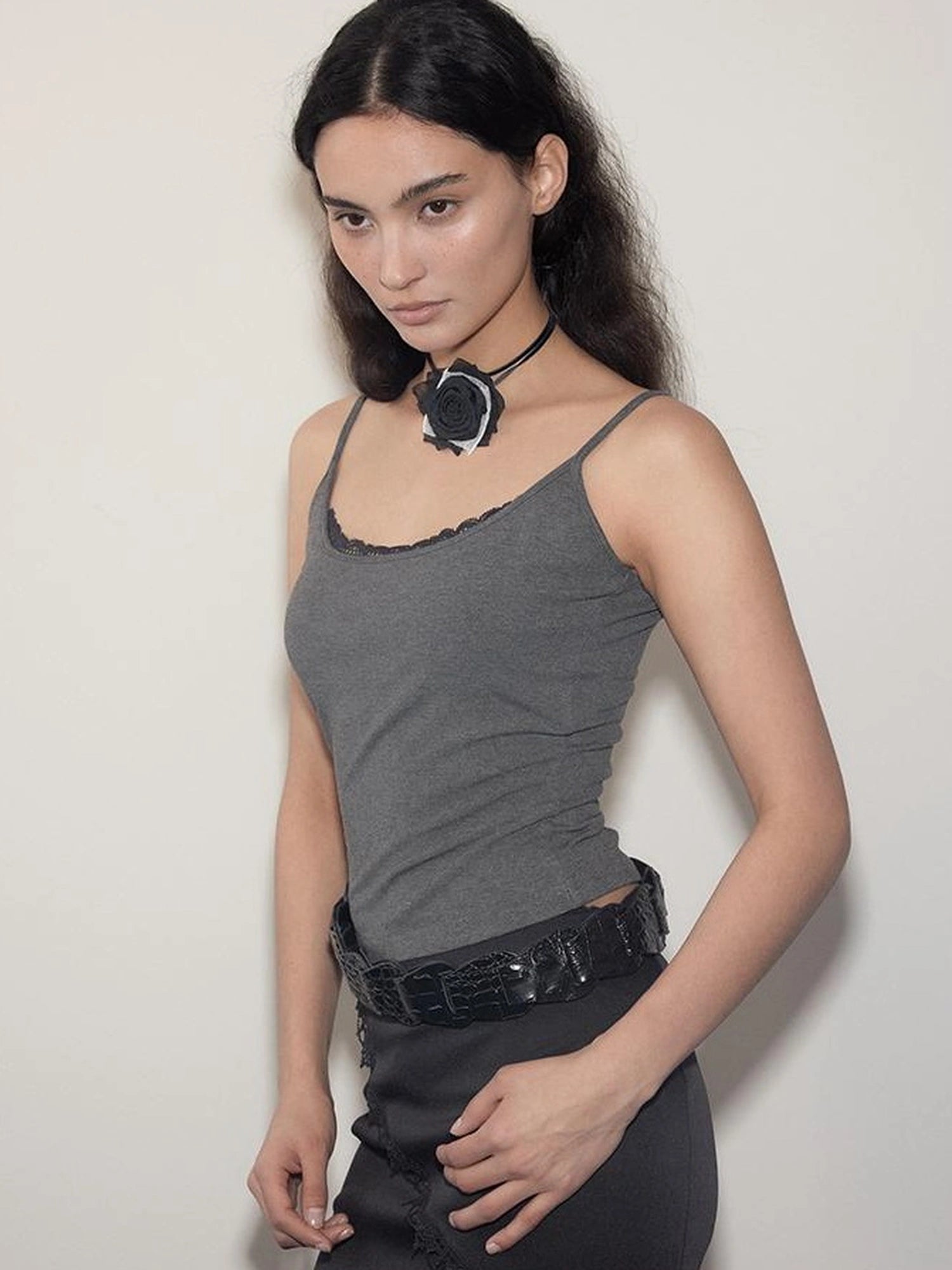 Lace Trim Deep U Back Elastic Sports Vest