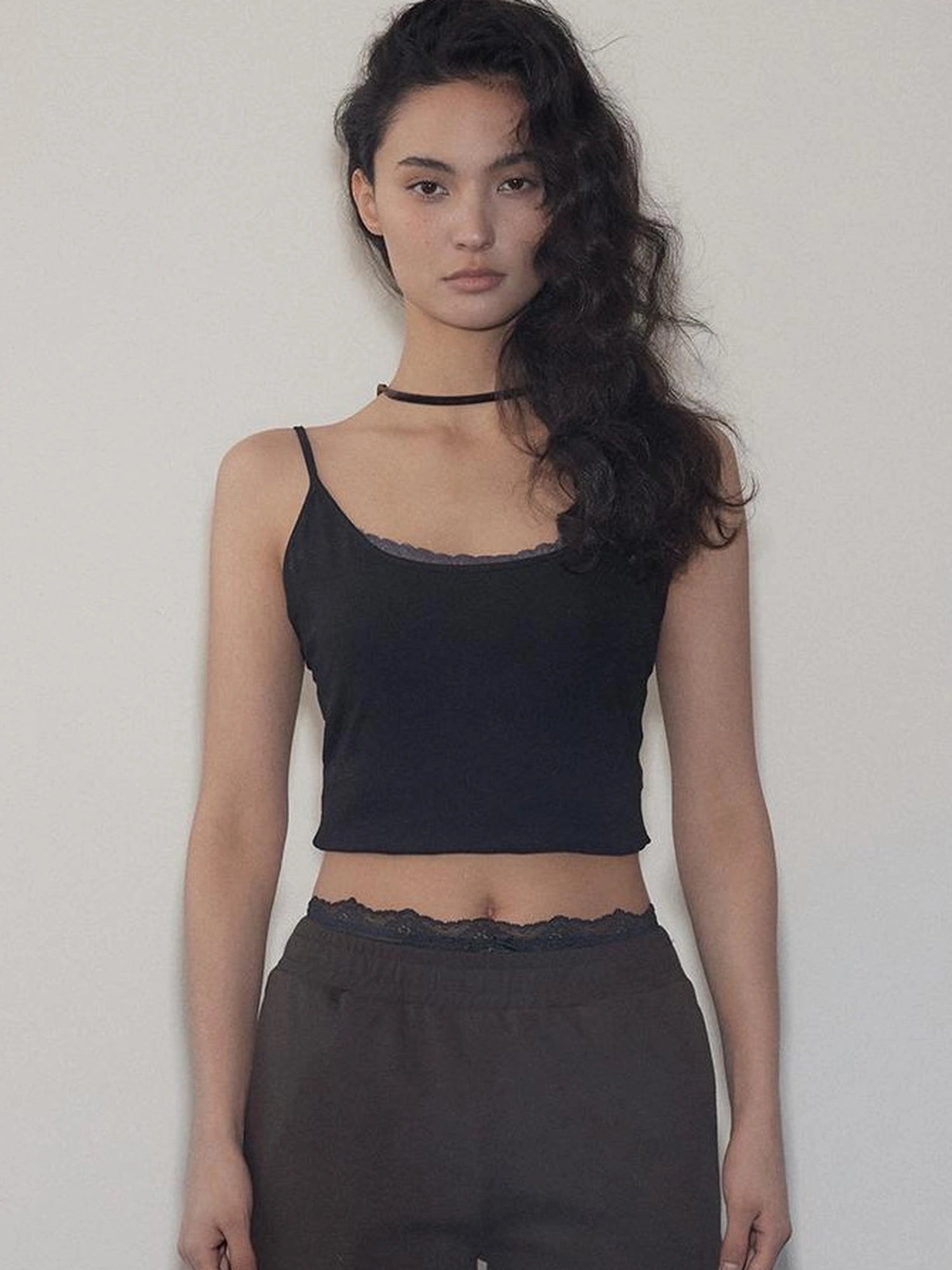 Lace Trim Deep U Back Elastic Sports Vest