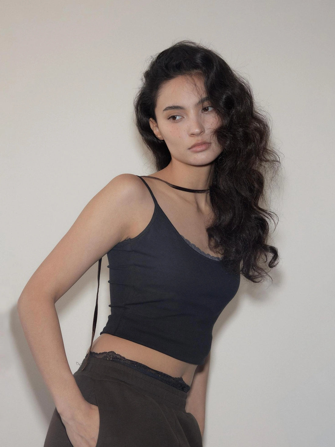 Lace Trim Deep U Back Elastic Sports Vest