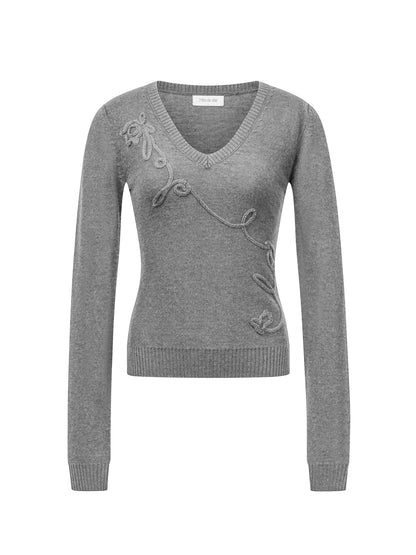 Mito_de_dar_Lily_Of_The_Valley_Embroidered_V-Neck_Wool_Knit_Top_MISSTT