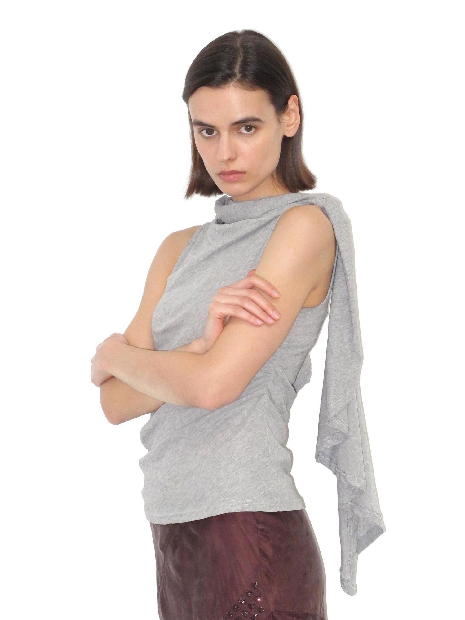 Mito de dar Long Staple Cotton Breathable Gathered Slim Waist Casual Women Gray Crew T-Shirt