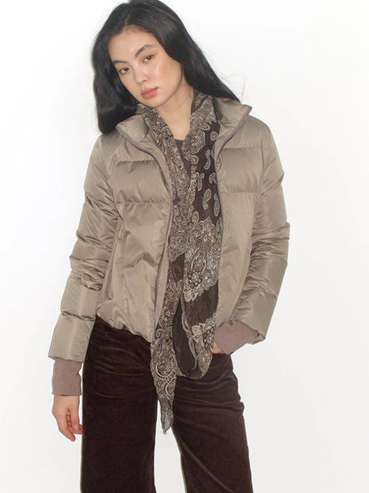 Mito de dar Low Saturation Cashew Floral Scarf V-neck T-shirt Long Sleeve
