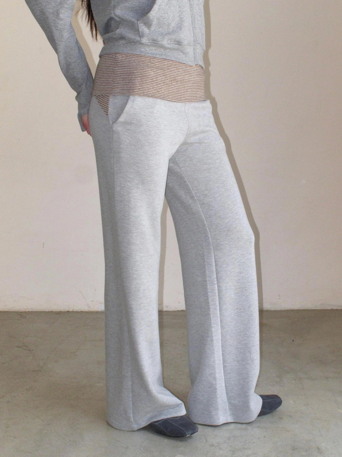 Mito de dar Low Saturation Foldable Color Block Waist Knitted Low Rise Lounge Sweatpants