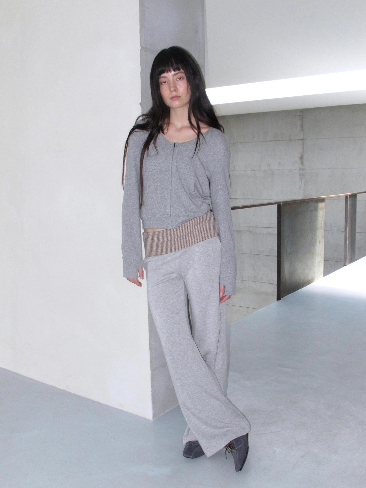 Mito de dar Low Saturation Foldable Color Block Waist Knitted Low Rise Lounge Sweatpants