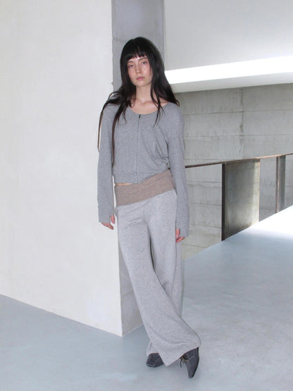 Mito de dar Low Saturation Foldable Color Block Waist Knitted Low Rise Lounge Sweatpants