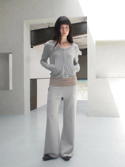 Mito de dar Low Saturation Foldable Color Block Waist Knitted Low Rise Lounge Sweatpants
