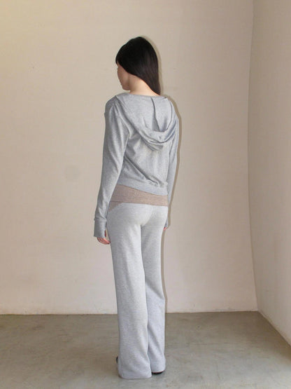 Mito de dar Low Saturation Foldable Color Block Waist Knitted Low Rise Lounge Sweatpants