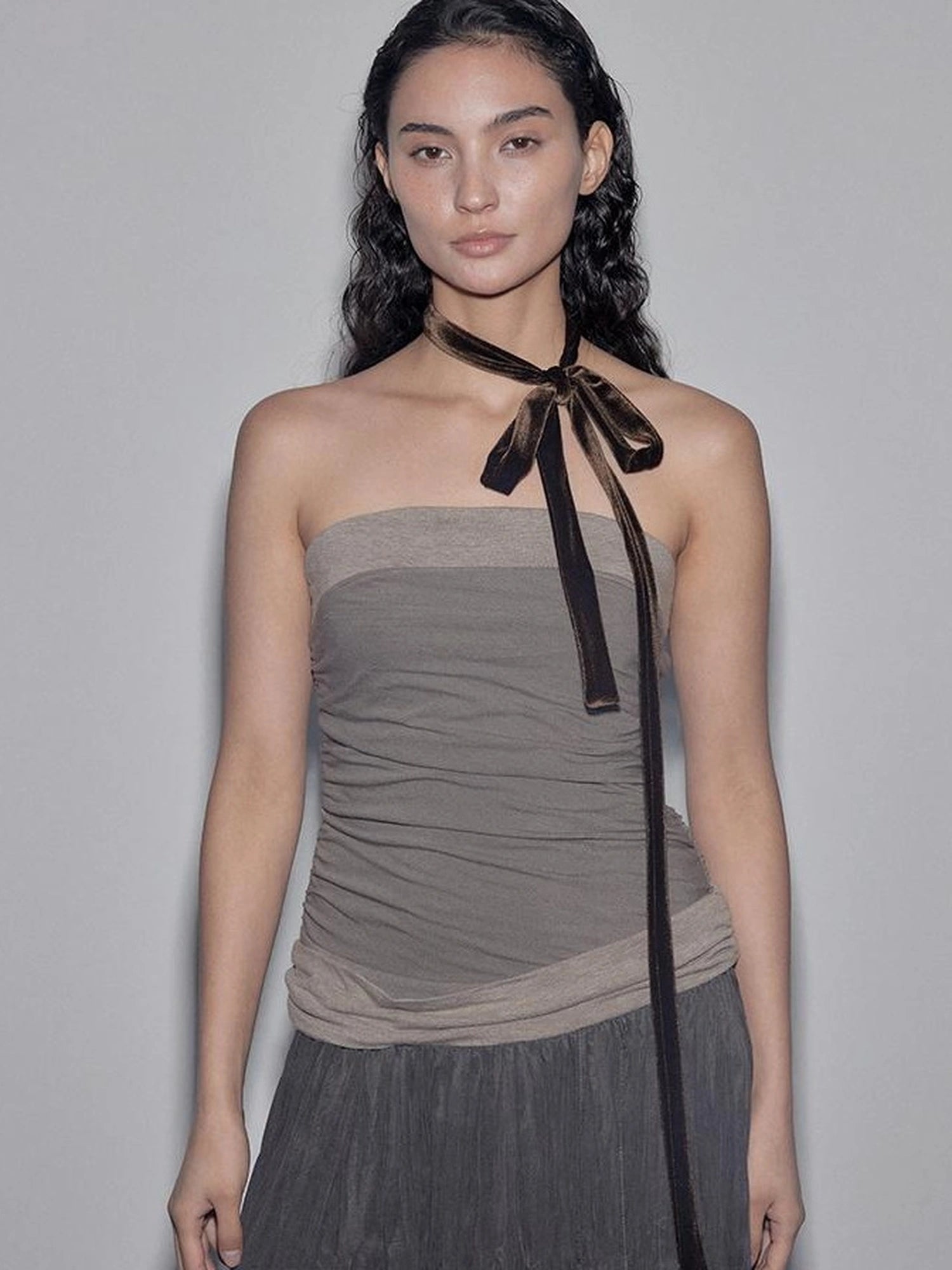 Mito de dar Low Saturation Patchwork Pleated Cupro Maxi Dress