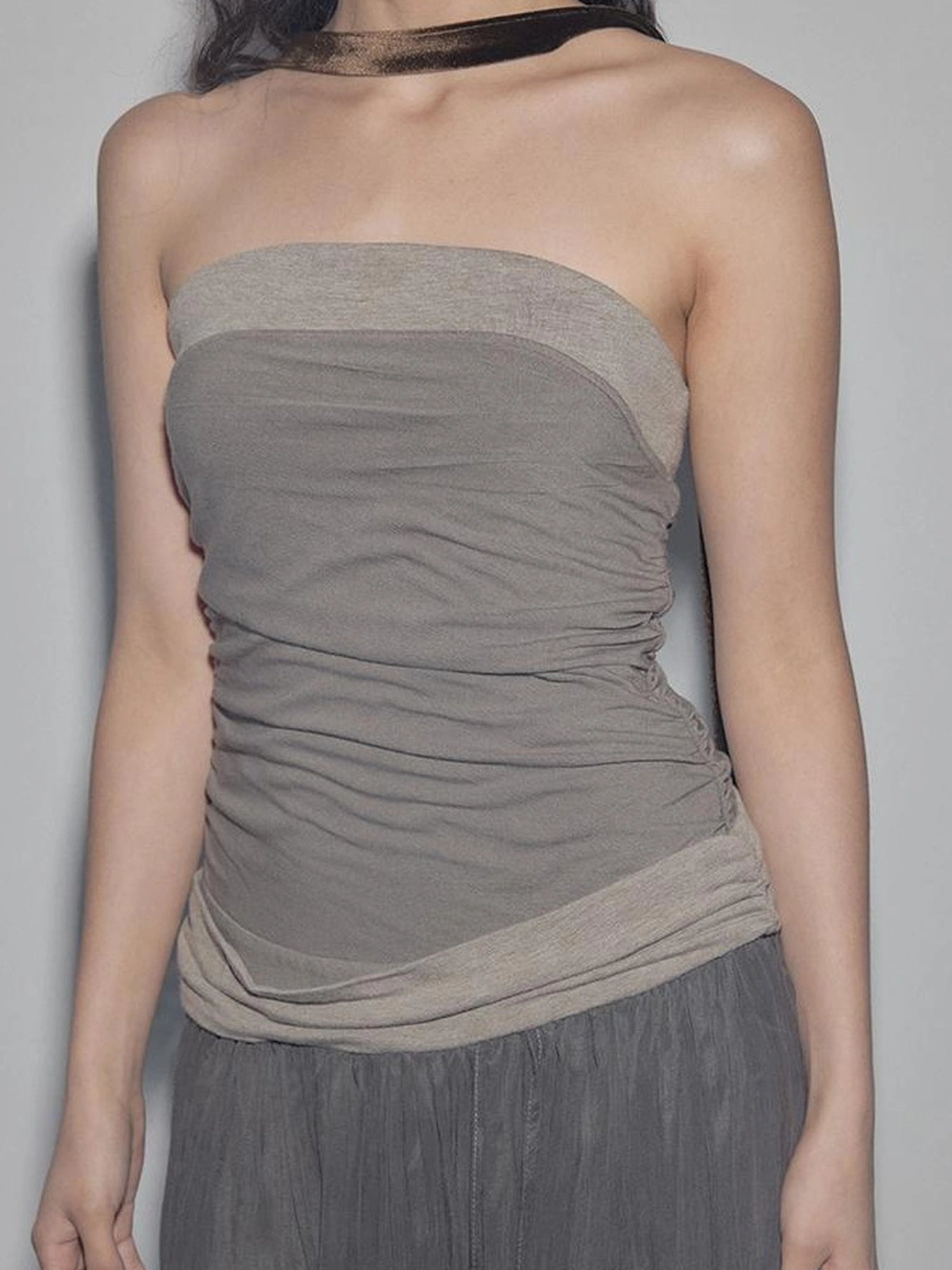 Mito de dar Low Saturation Patchwork Pleated Cupro Maxi Dress