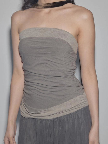 Mito de dar Low Saturation Patchwork Pleated Cupro Maxi Dress