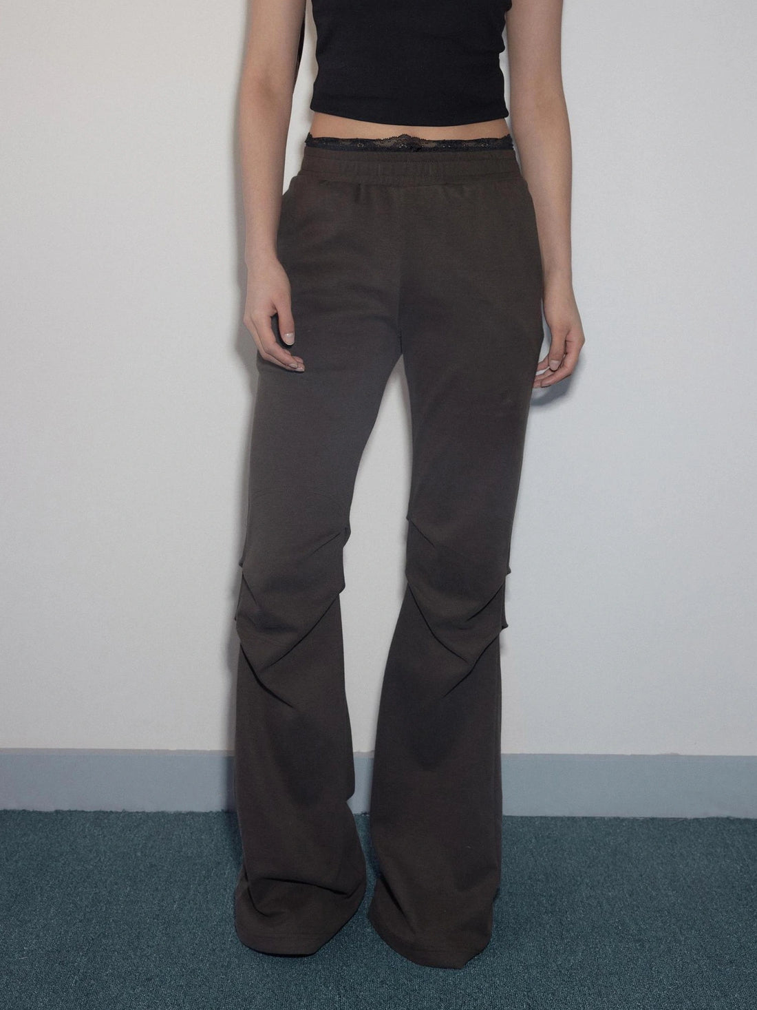 Mito de dar Low Waist Pleated Cotton Flared Pants