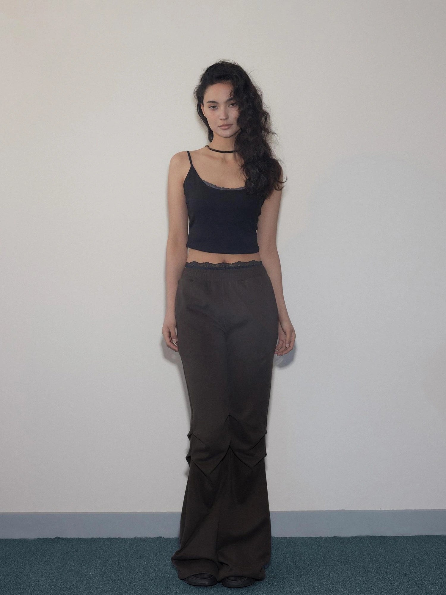 Mito de dar Low Waist Pleated Cotton Flared Pants