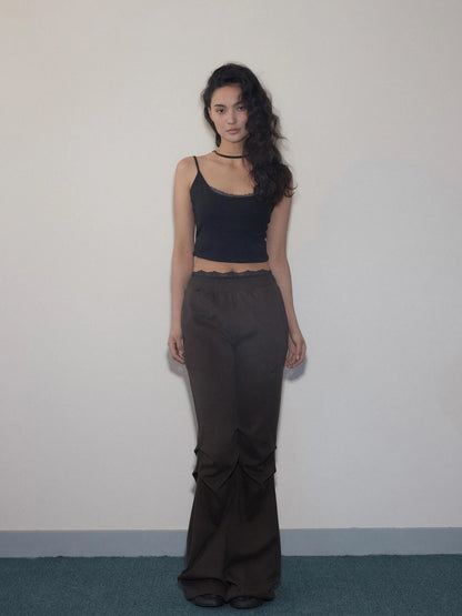 Mito de dar Low Waist Pleated Cotton Flared Pants