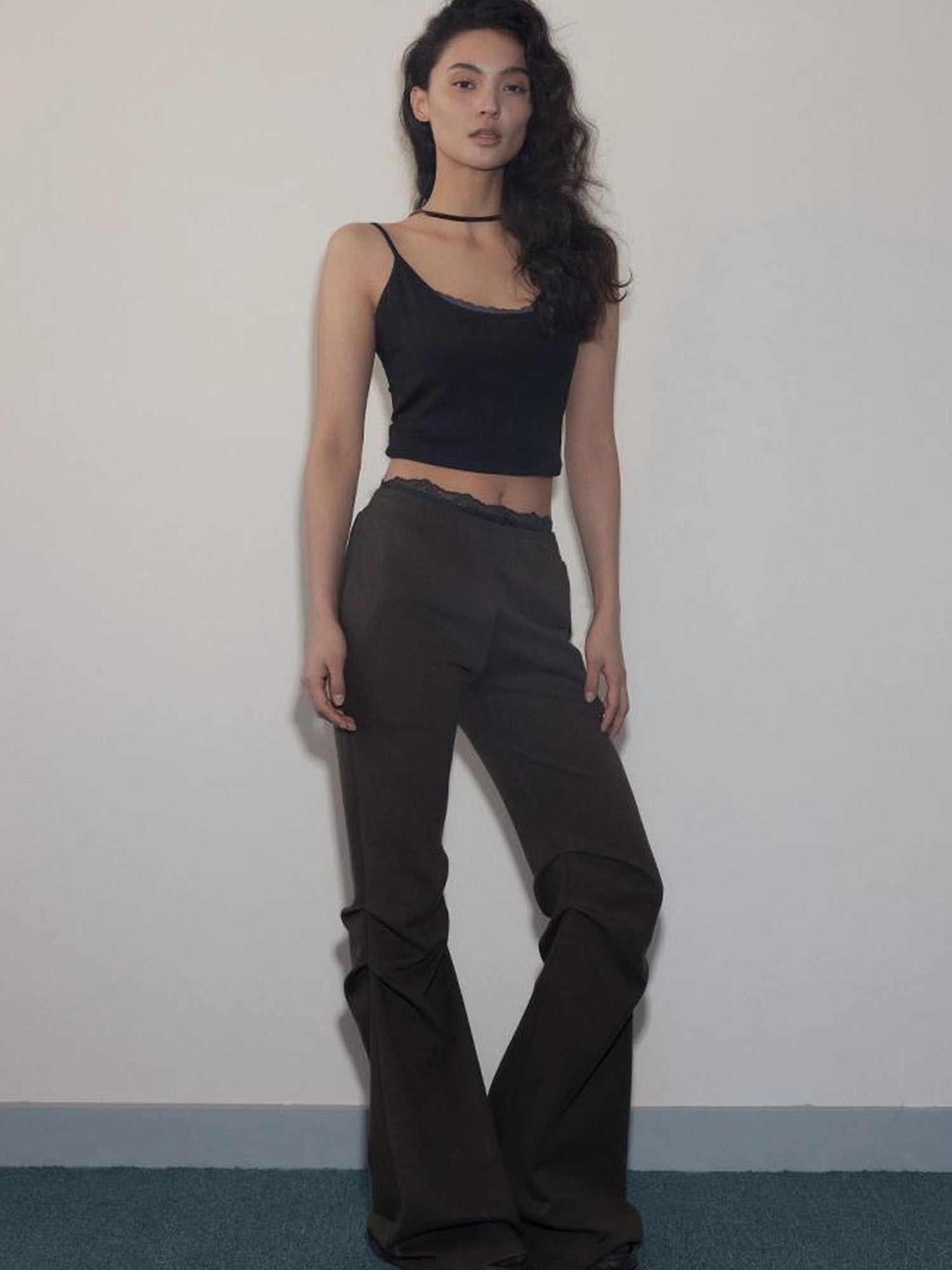 Mito de dar Low Waist Pleated Cotton Flared Pants