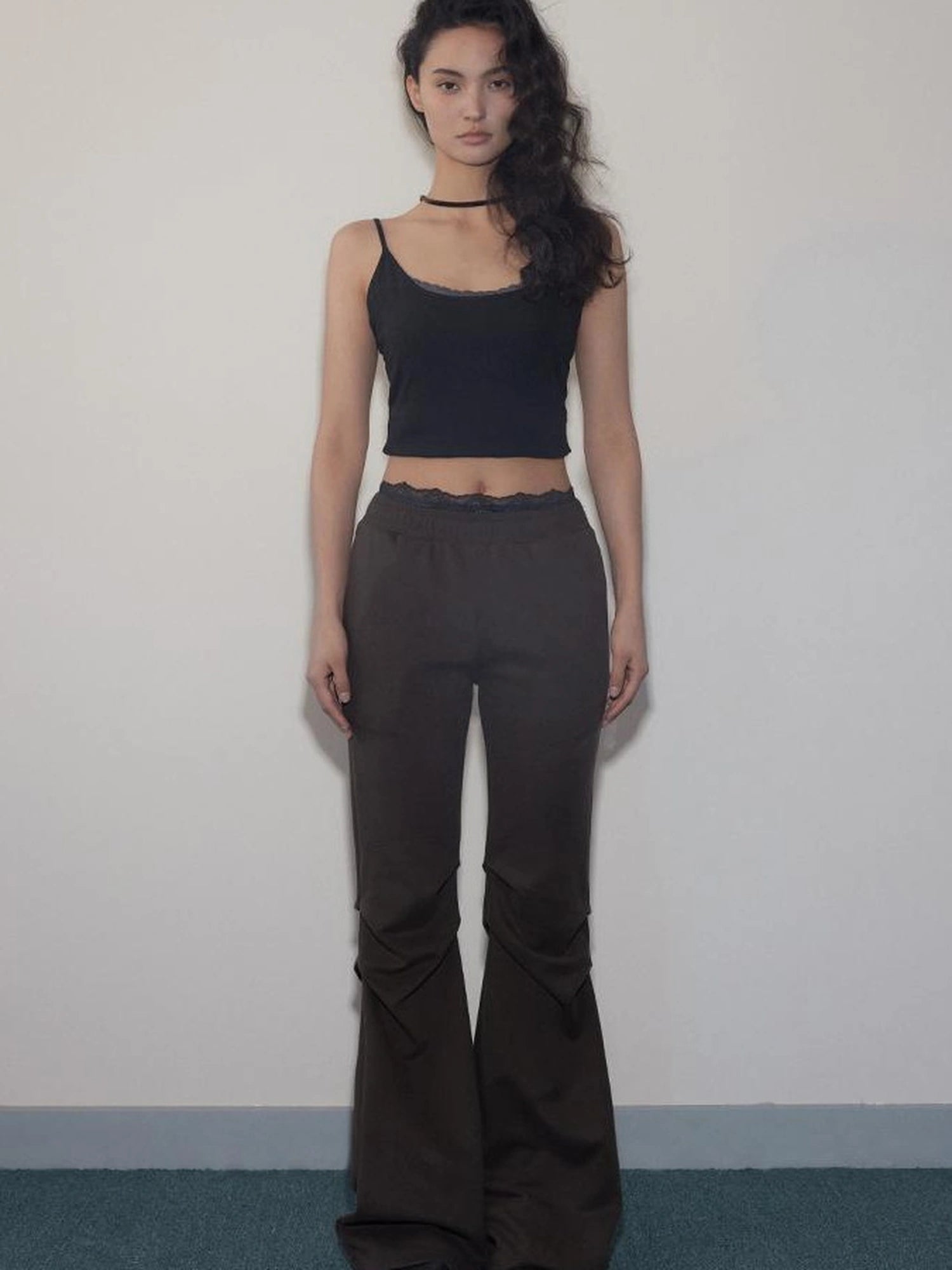 Mito de dar Low Waist Pleated Cotton Flared Pants