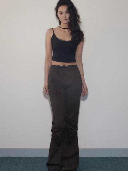 Mito de dar Low Waist Pleated Cotton Flared Pants