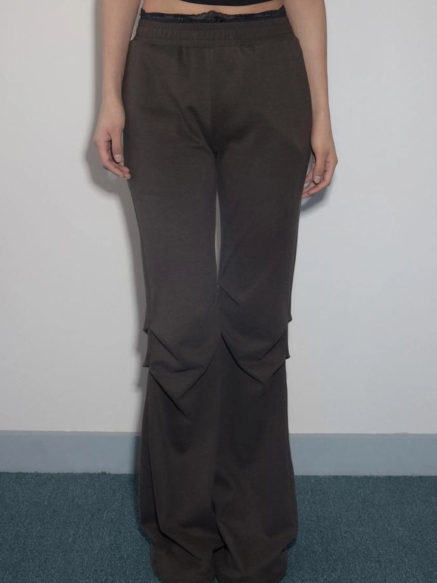 Mito de dar Low Waist Pleated Cotton Flared Pants