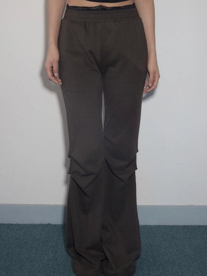 Mito de dar Low Waist Pleated Cotton Flared Pants