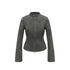 Mito_de_dar_Matte_Mist_Gray_Stand_Collar_Dual_Zipper_Slim_Cropped_Women&