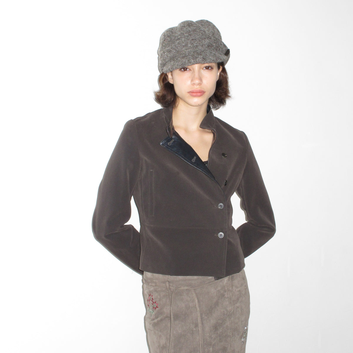 Mito_de_dar_Matte_Pu_Leather_Color_Block_Asymmetric_Button_Front_Women&