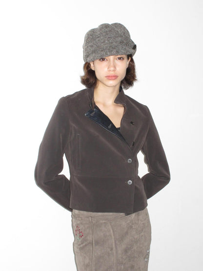 Mito de dar Matte Pu Leather Color Block Asymmetric Button Front Women&