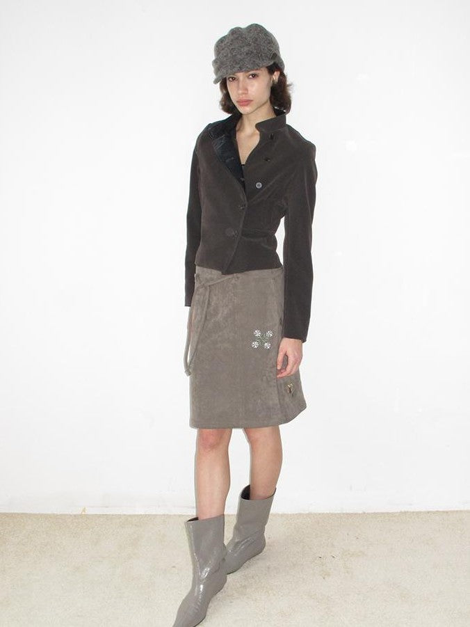 Mito de dar Matte Pu Leather Color Block Asymmetric Button Front Women&