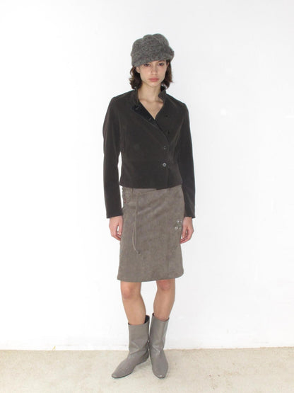Mito de dar Matte Pu Leather Color Block Asymmetric Button Front Women&