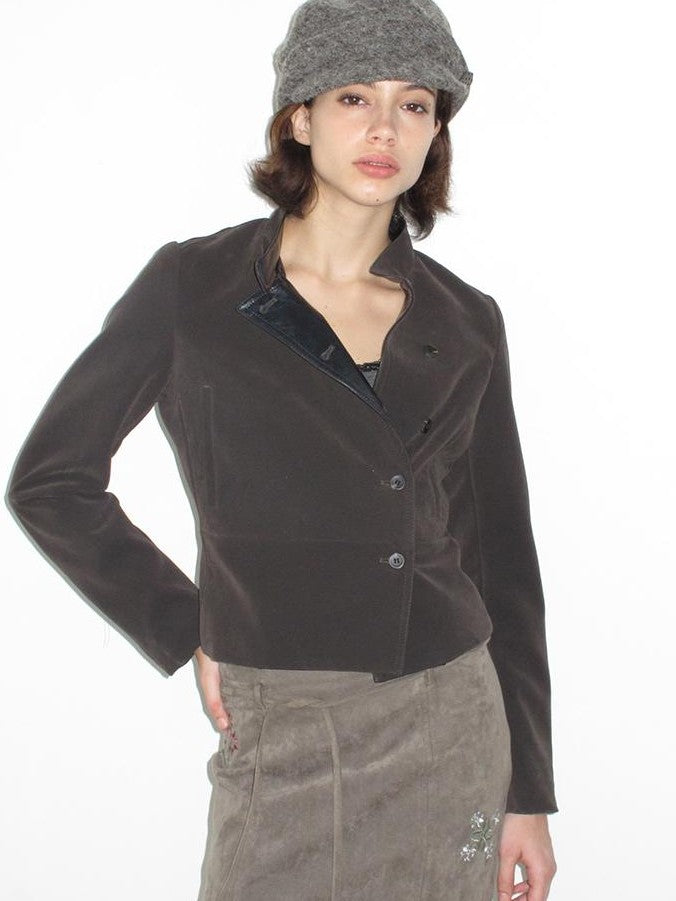 Mito de dar Matte Pu Leather Color Block Asymmetric Button Front Women&