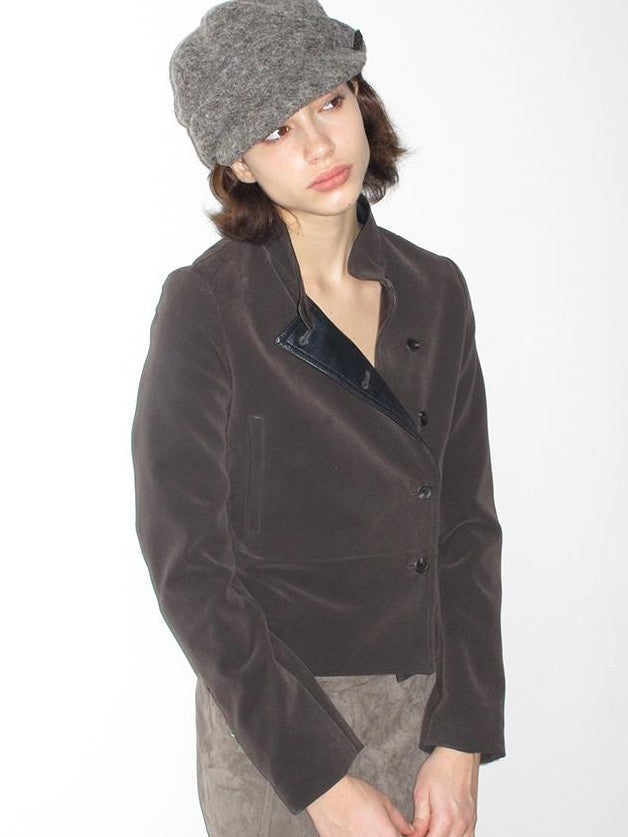 Mito de dar Matte Pu Leather Color Block Asymmetric Button Front Women&