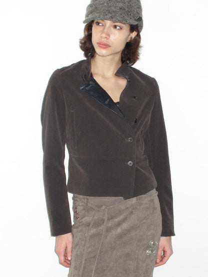Mito de dar Matte Pu Leather Color Block Asymmetric Button Front Women&
