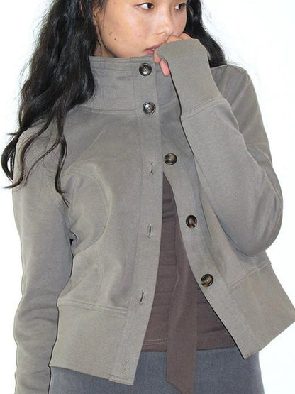 Mito de dar Matte Stand Collar Slim Fit Waist Cinched Urban Jacket