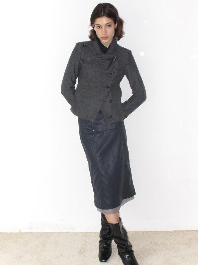 Mito de dar Midnight Blue Metallic Asymmetric Studded Mesh Panel Women&