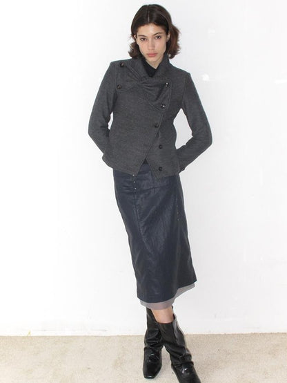 Mito de dar Midnight Blue Metallic Asymmetric Studded Mesh Panel Women&