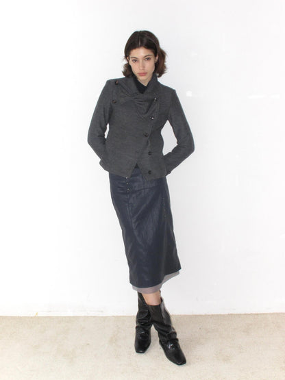 Mito de dar Midnight Blue Metallic Asymmetric Studded Mesh Panel Women&