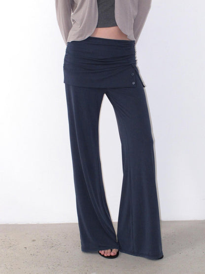 Mito de dar Mist Blue Pleated Wrap Waist Button Detail Women&