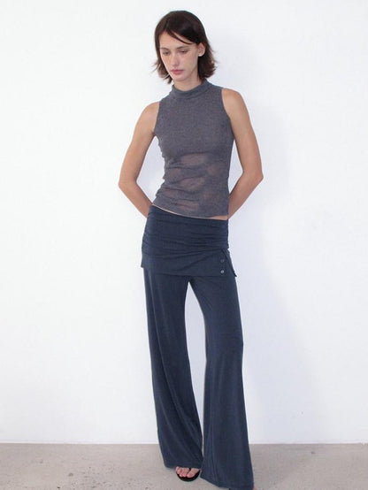 Mito de dar Mist Blue Pleated Wrap Waist Button Detail Women&