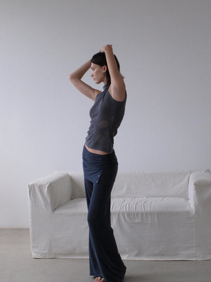 Mist Blue Pleated Wrap Waist Women&
