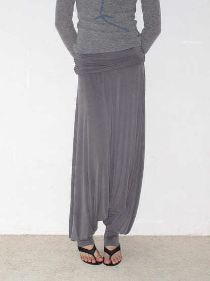 Mito de dar Mist Gray Double Layer Pleated Wide Leg Women&