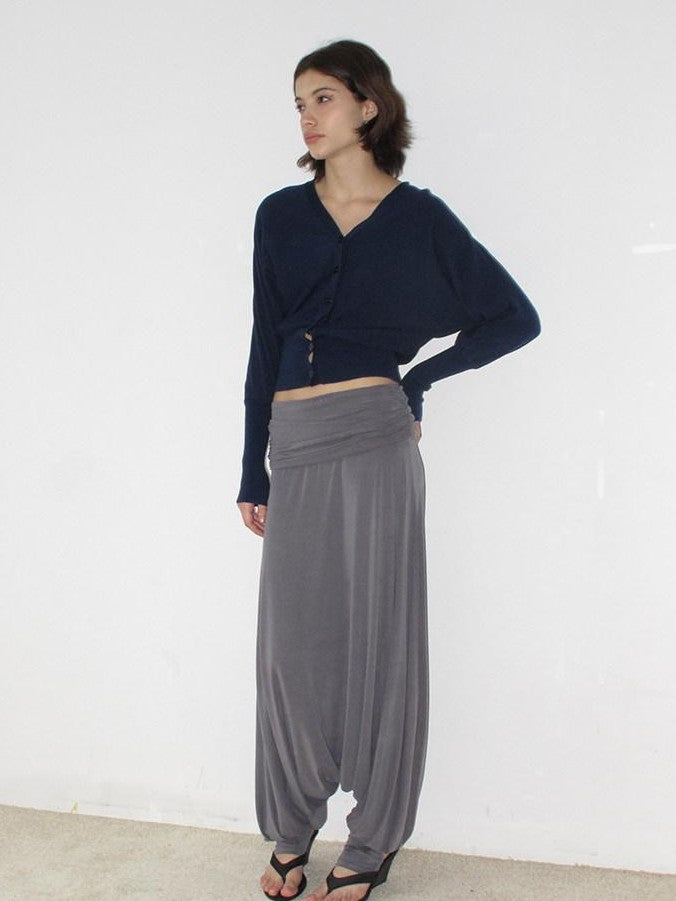 Mito de dar Mist Gray Double Layer Pleated Wide Leg Women&