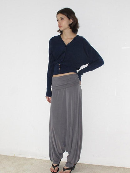 Mito de dar Mist Gray Double Layer Pleated Wide Leg Women&