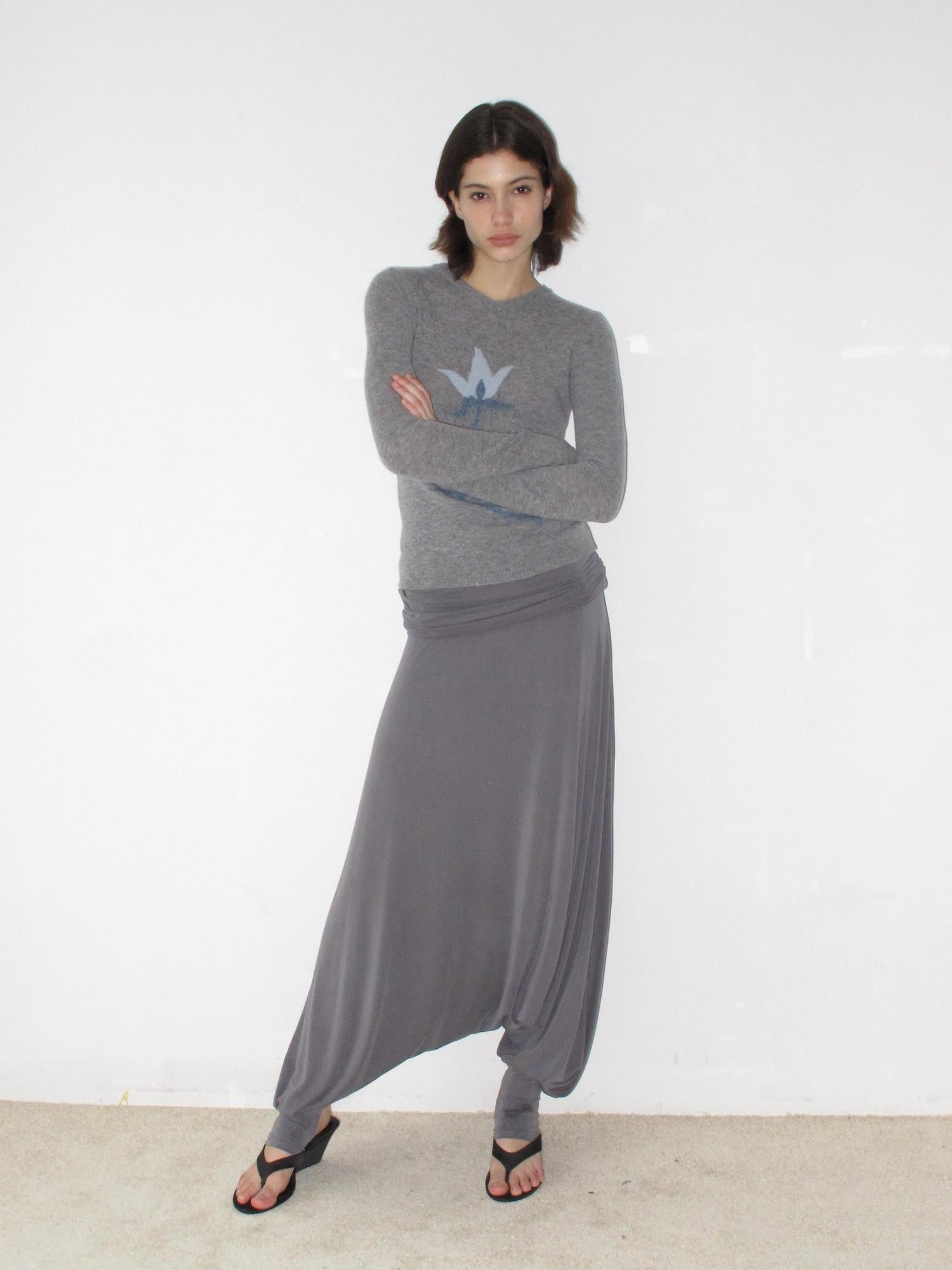 Mito de dar Mist Gray Double Layer Pleated Wide Leg Women&